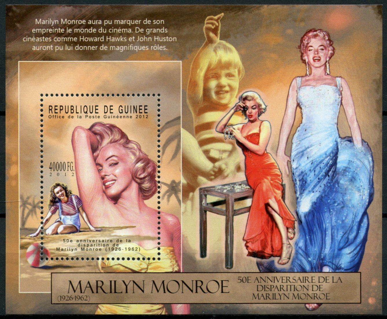 Guinee 2012 Marilyn Monroe  M/S MNH