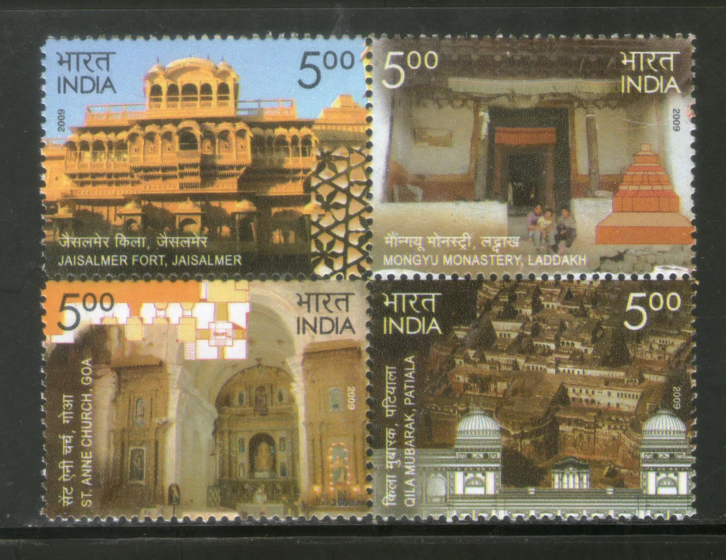 India 2009 Heritage Monuments Preservation Setenant MNH