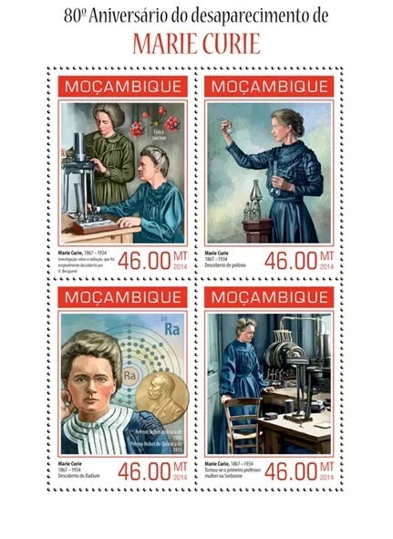 Mozambique 2014 Marie Curie M/S MNH