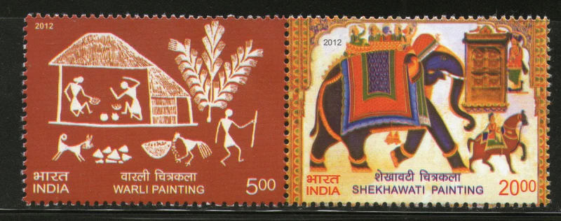 India 2012 Shekhawati & Warli Setenant MNH