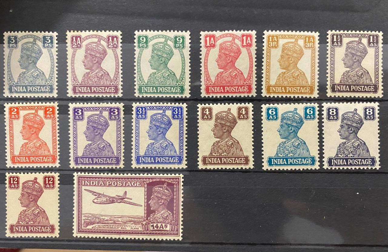 India 1940 King George VI War Economy Issue Complete Set Mint White Gum Catalog Val 4810