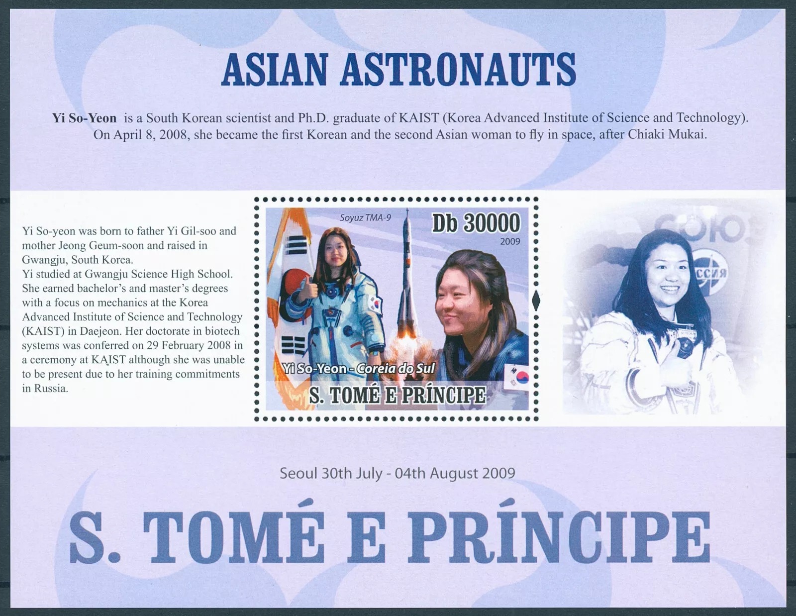 Sao Tome 2009 Space Asian Astronauts Soyuz M/S MNH