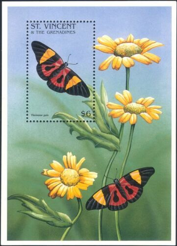 St Vincent 1996 Butterflies Flowers M/S MNH