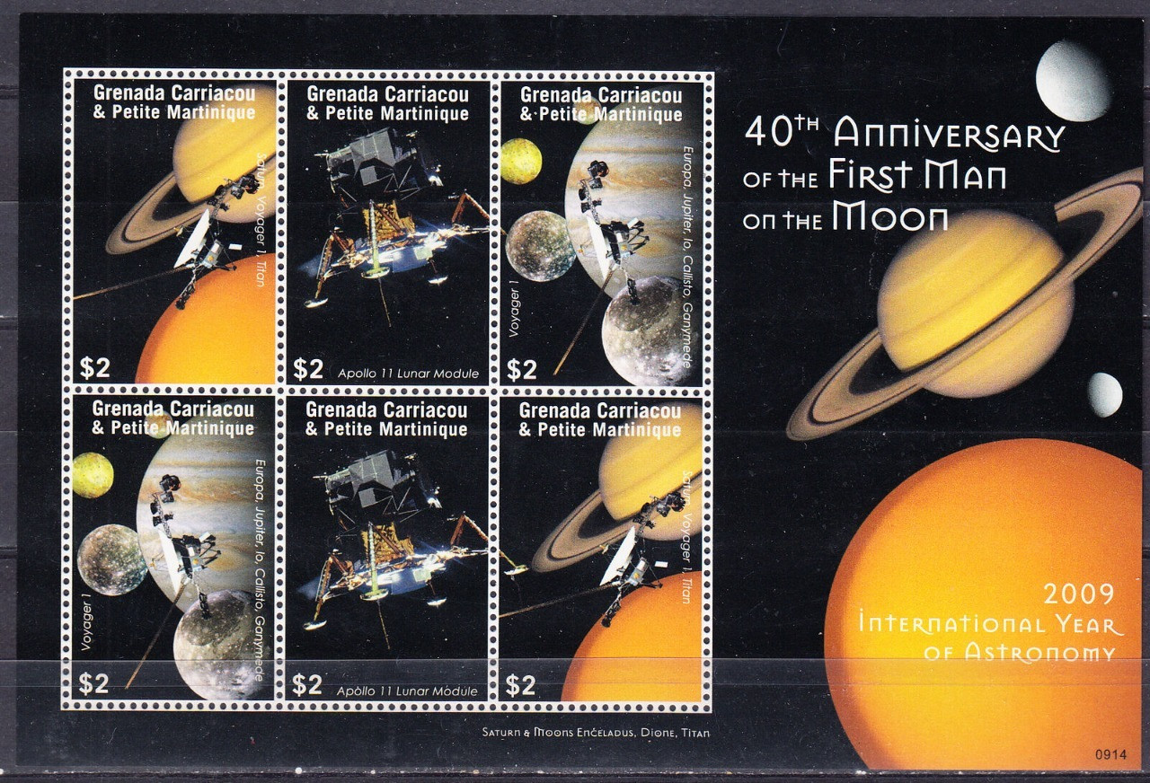 Grenada First Man On The Moon Space  Stamps M/S MNH