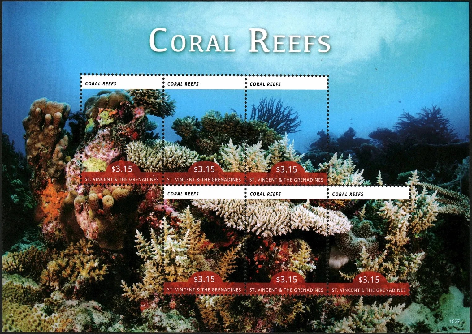 St.Vincent Grenadines 2015 Coral Reefs Marine Life M/S MNH