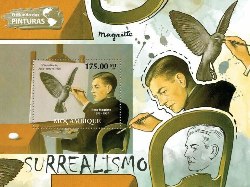 Mozambique 2011 Surrealism Rene Magritte Painting M/S MNH