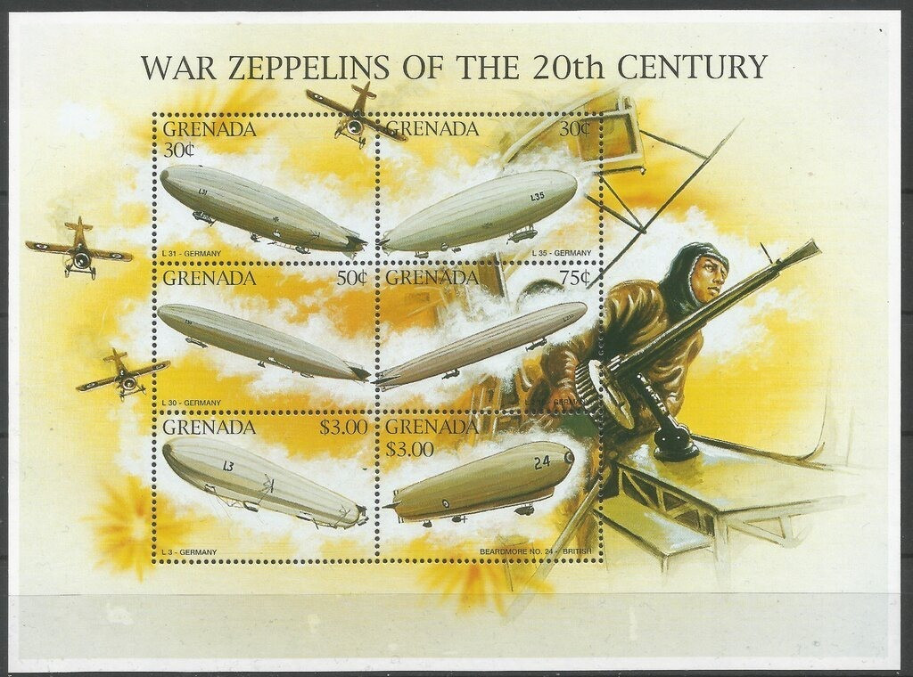 Grenada 1996 War Zeppelins Of The 20th Century M/S MNH