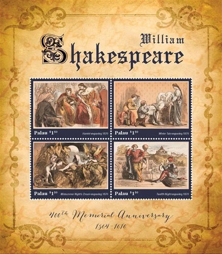 Palau 2016 William Shakespeare M/S MNH -