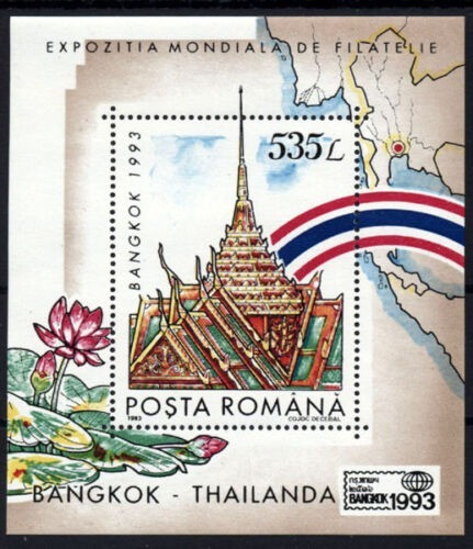 Romania 1993 Philatelic Exhibition Bangkok, Budha Temple M/S MNH
