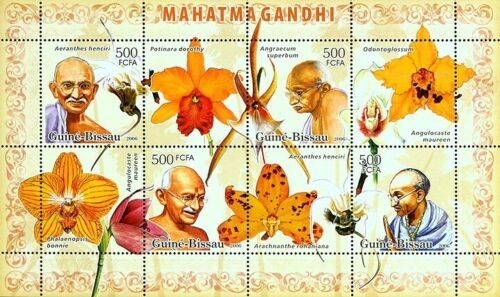 Guinea Bissau 2006 Mahatma Gandhi orchids Stamp M/S MNH