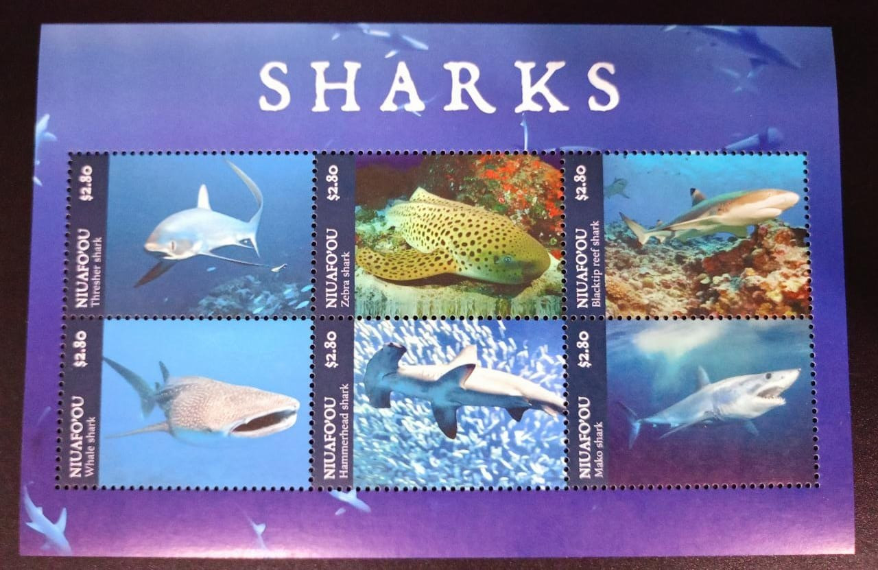 Niuafoou 2019 Marine Life Sharks Stamps M/S MNH