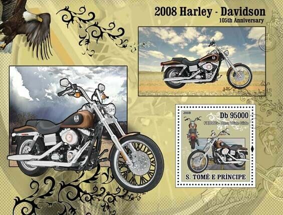 Sao Tome 2008 Motorcycles Harley Davidson M/S MNH