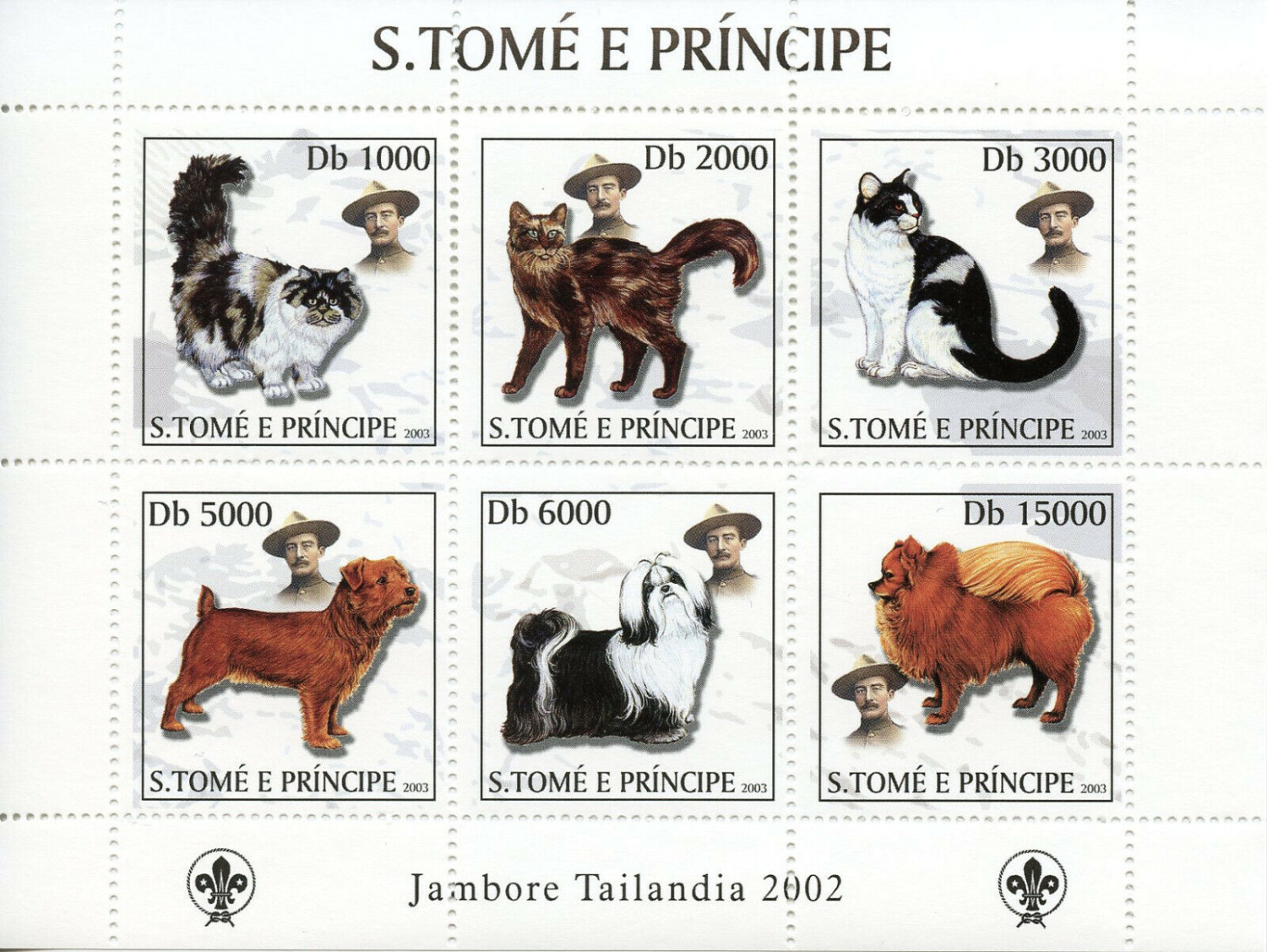 Sao Tome 2003 Cats & Dogs Scouting Jamboree Thailand Stamp M/S MNH