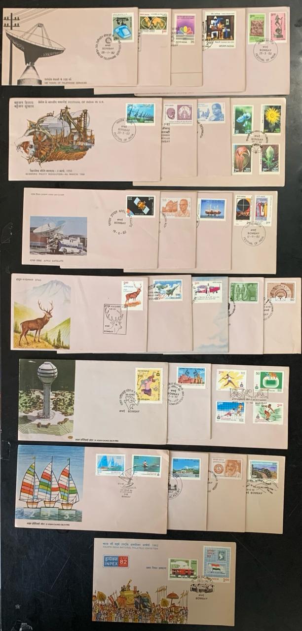 India 1982 Year set of FDCs with only 2 missing