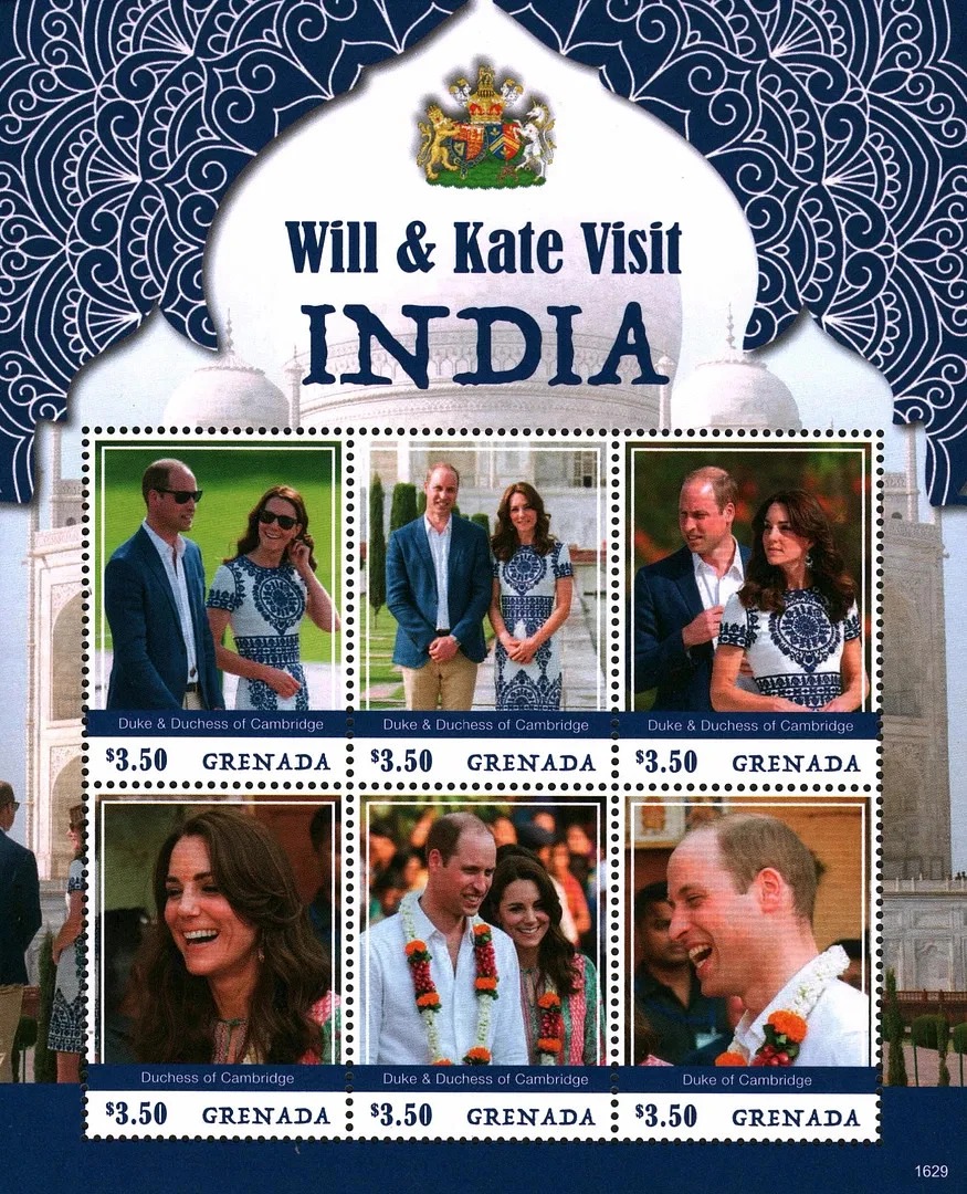 Grenada 2016 William & Kate Visit to India Taj Mahal M/S MNH -