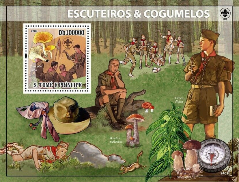 Sao Tome 2009 Scouts Mushrooms Stamp M/S MNH