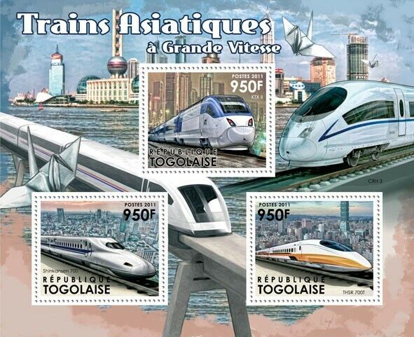 Togo 2011 Asian Speed Trains M/S MNH