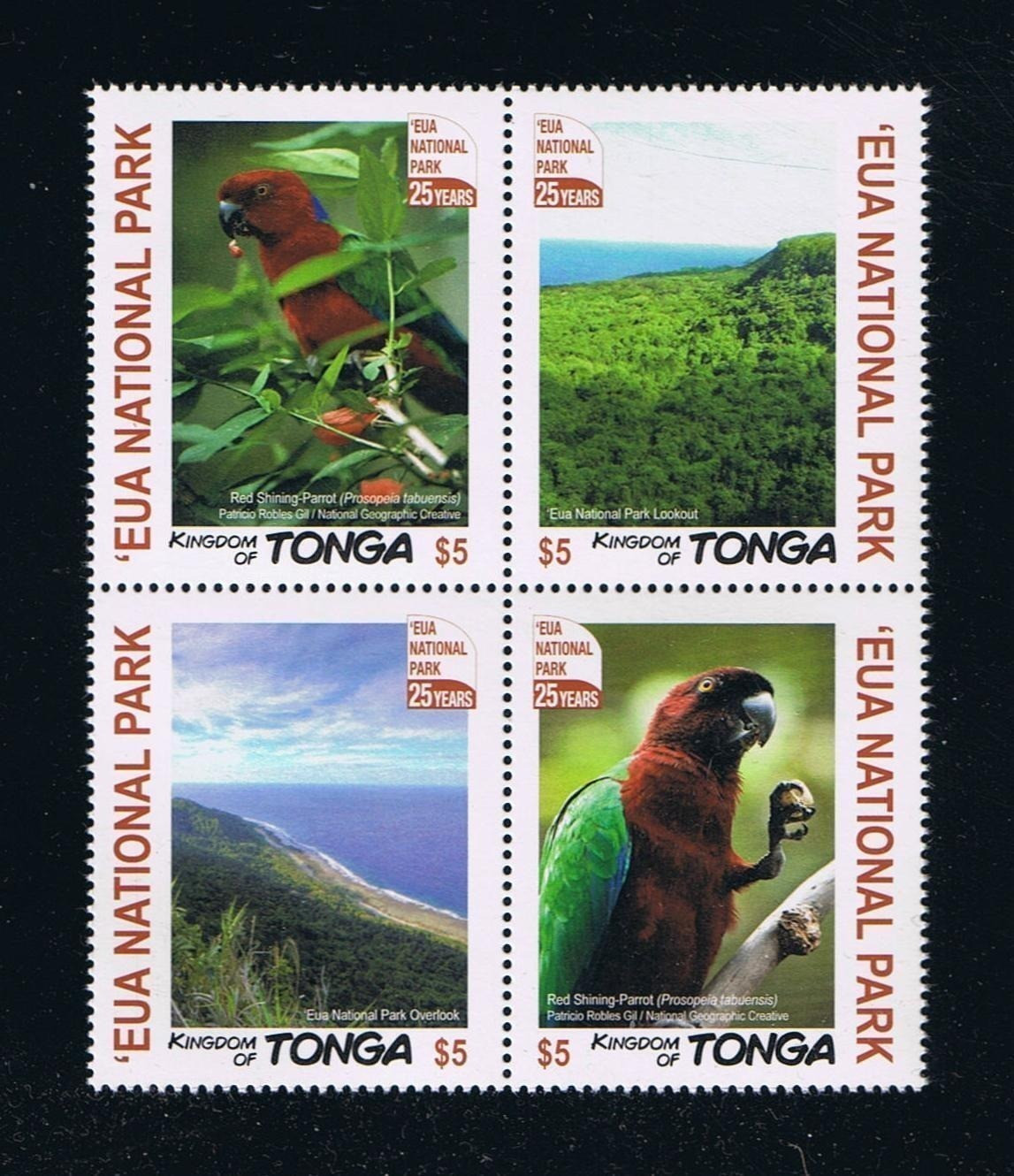 Tonga 2017 National Park Birds Parrot Forest Trees 4v Set MNH