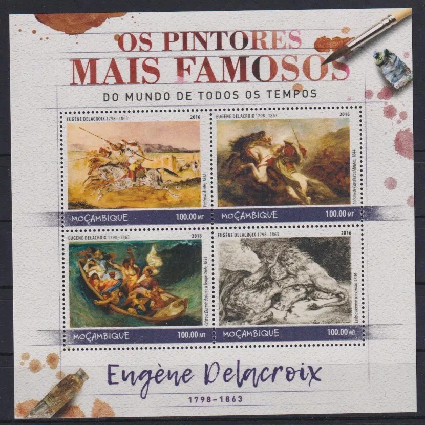 Mozambique 2016 Eugene Delacroix Paintings M/S MNH