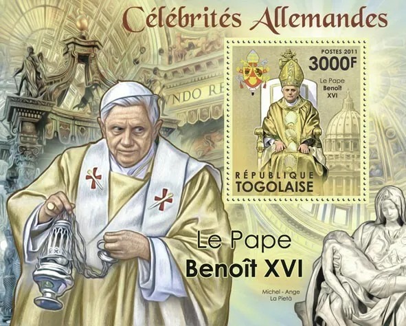 Togo 2011 Pope Benedict Stamps M/S MNH