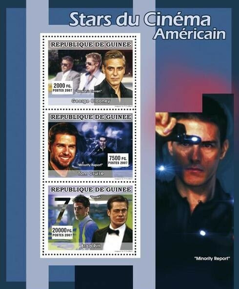 Guinee 2007 American Stars Males George Clooney Tom Cruise Brad Pitt Stamps M/S MNH