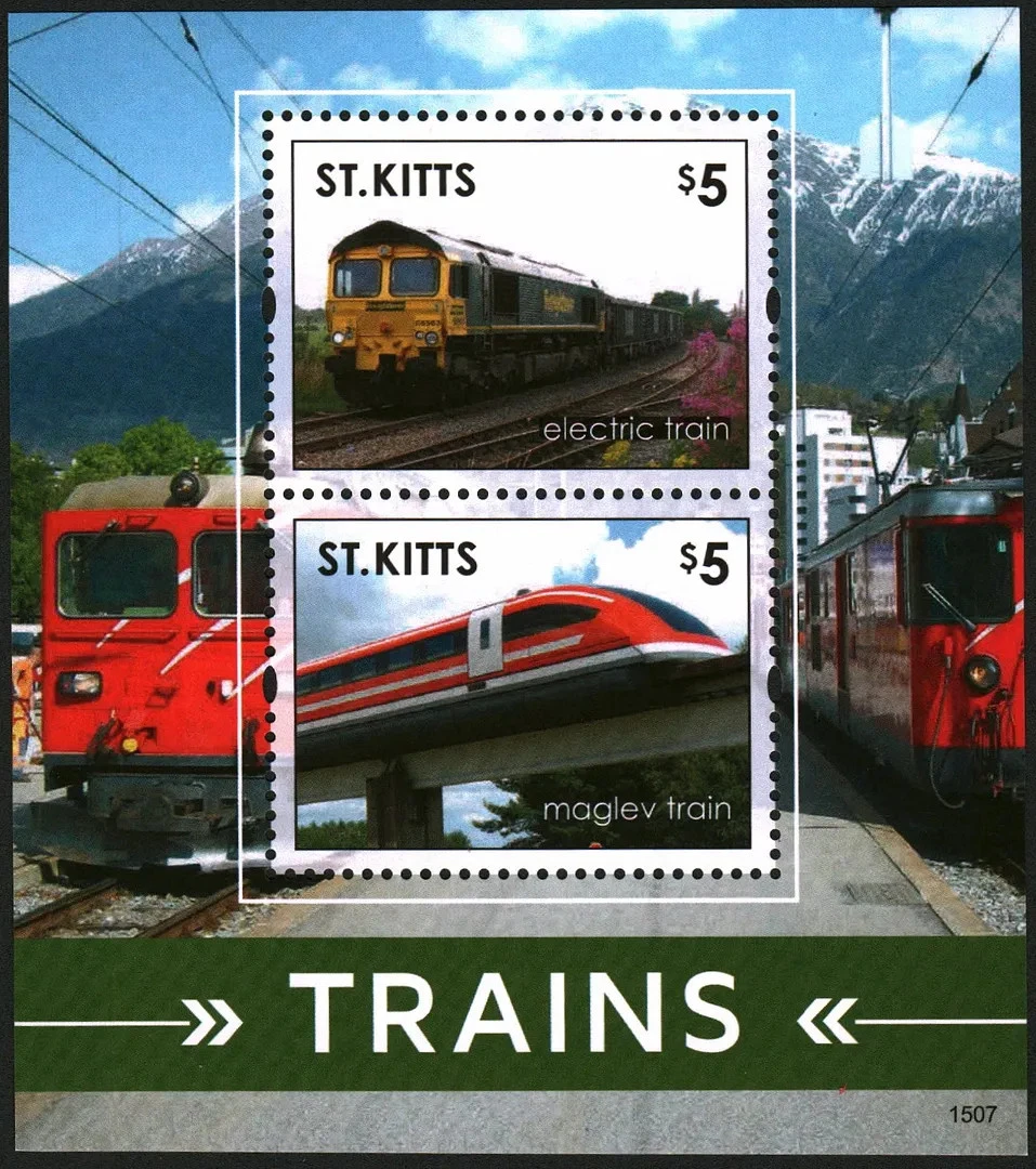 St. Kitts 2015 Trains M/S MNH