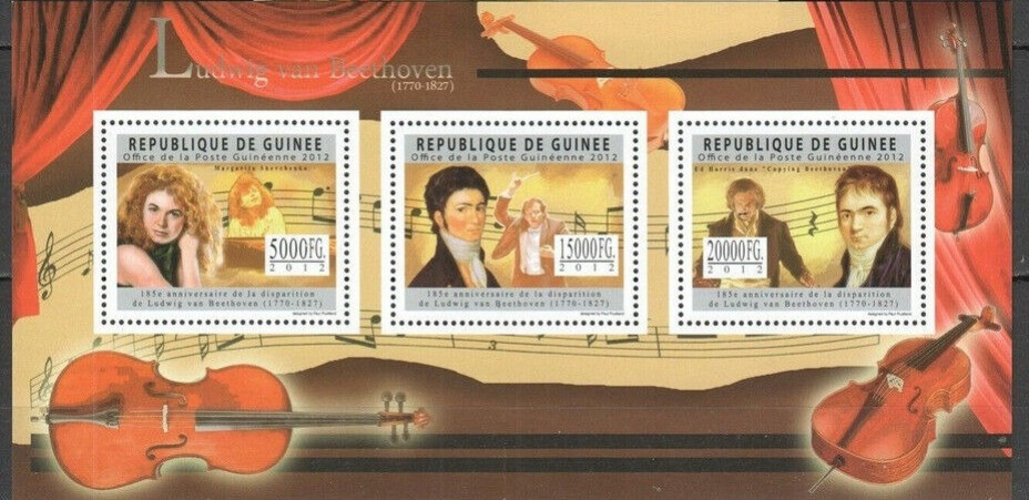 Guinee 2012 Music Composer Ludwig Van Beethoven M/S MNH