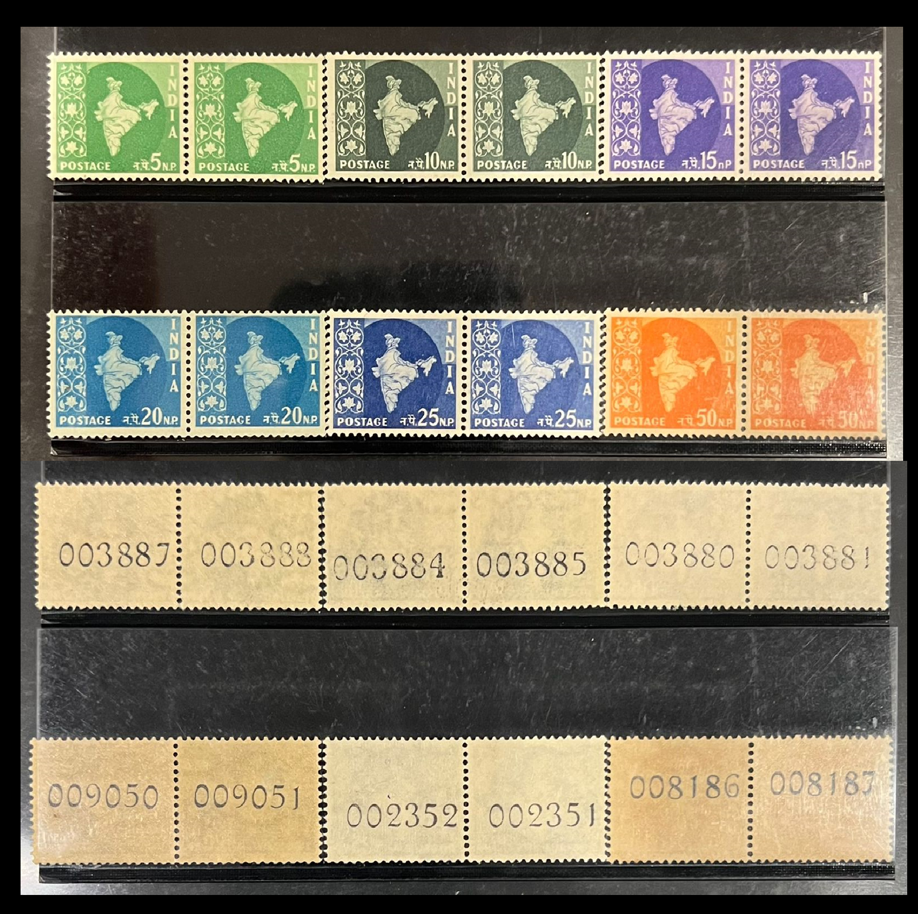 India 1958 Maps Coil Stamps Complete Set in Pairs MNH Rare