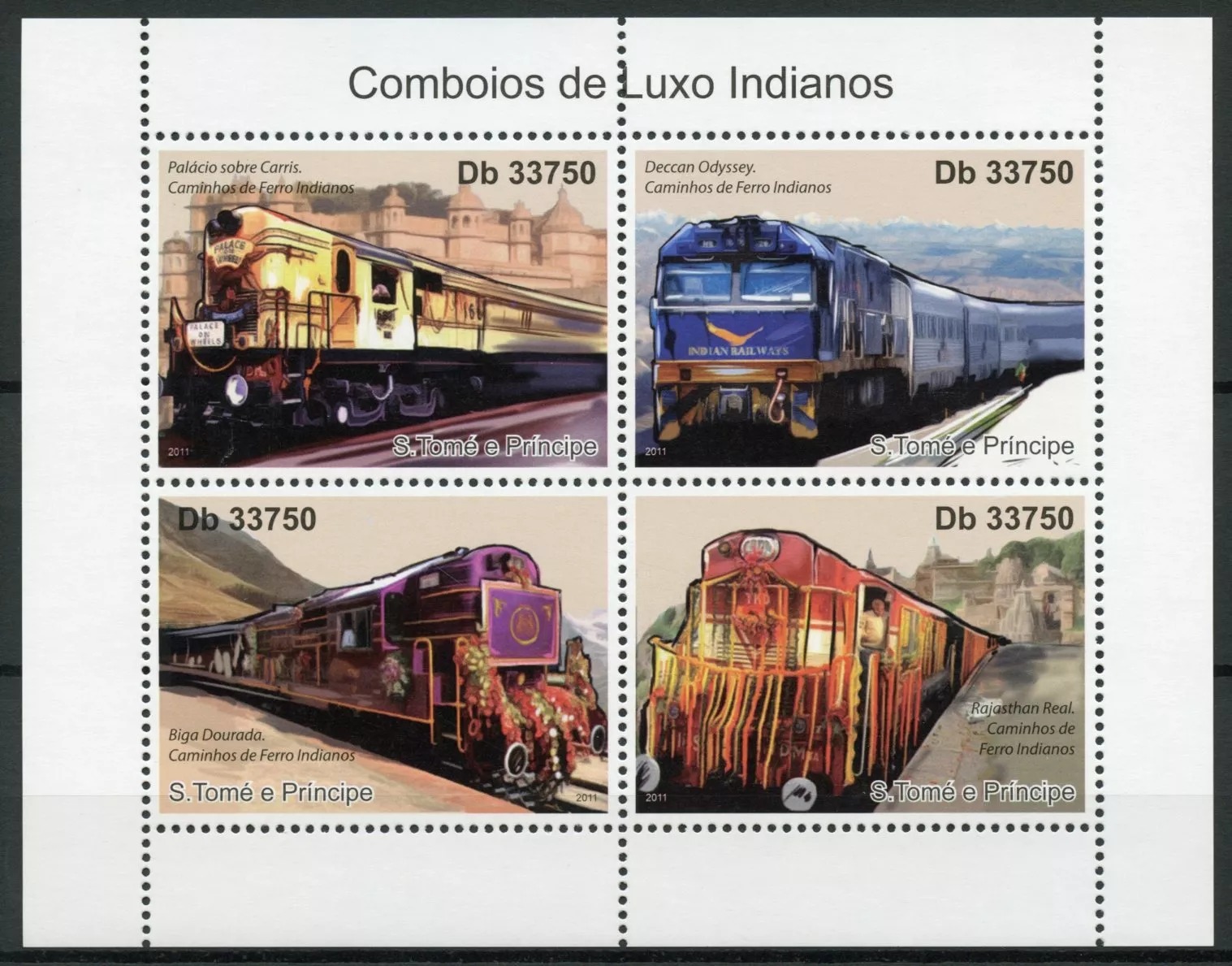 Sao Tome 2011 Indian Luxury Railways Rail M/S MNH