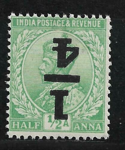 India 1922 King George V 1/4 Surcharge Inverted Error Mint
