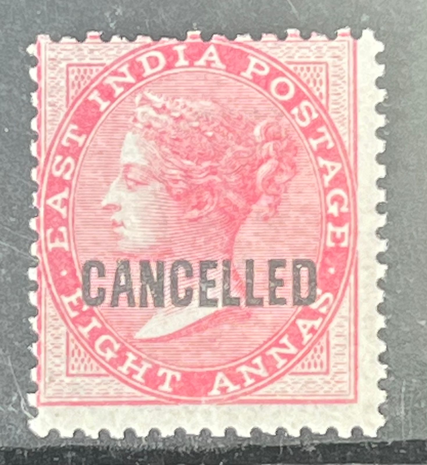 India 1873 QV East India Co 8a CANCELLED Overprint Scarce