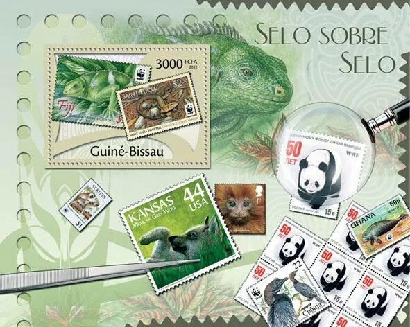 Guinea Bissau 2012 Selo Sobre Selo Animals WWF M/S MNH