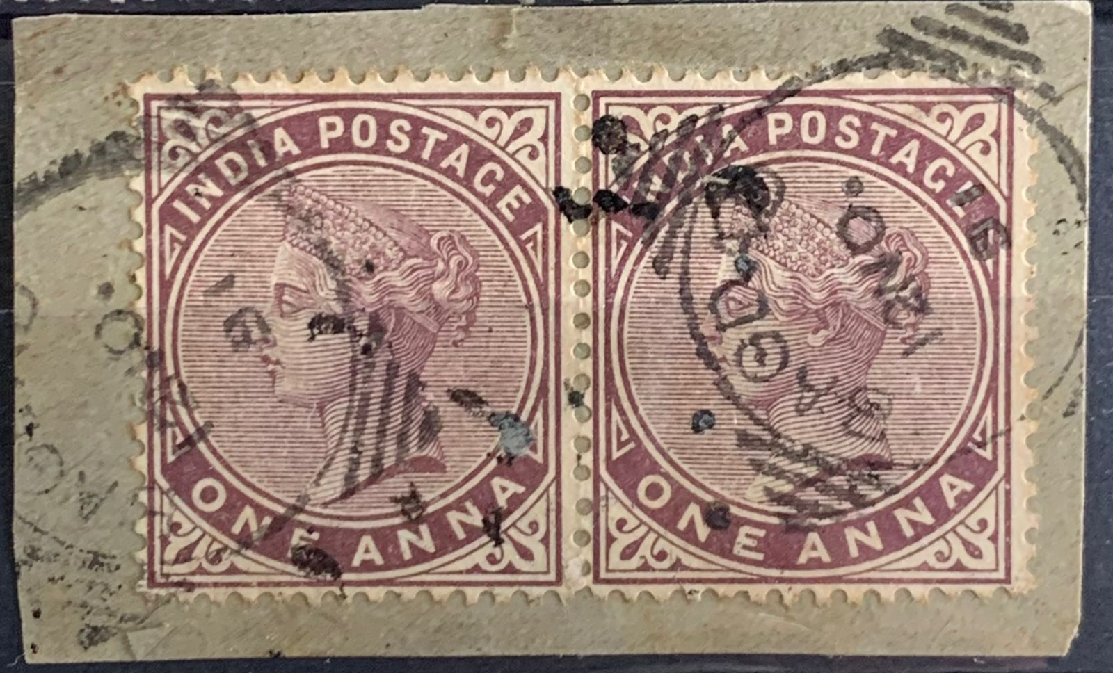 India 1882 QV 1a Pair Used Abroad in BAGDAD Fine Cancelled