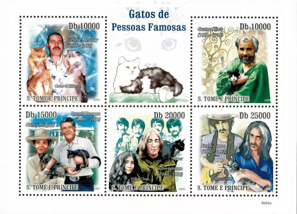 Sao Tome 2009 Cats of Famous People Pets M/S MNH