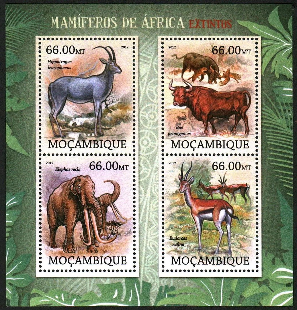 Mozambique 2012 Extinguished Mammals Wild Cats M/S MNH