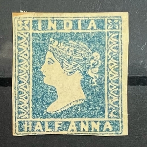 India 1854 QV DIE I SG 3 Pale Blue 1/2anna Mint SG Cat Value £375
