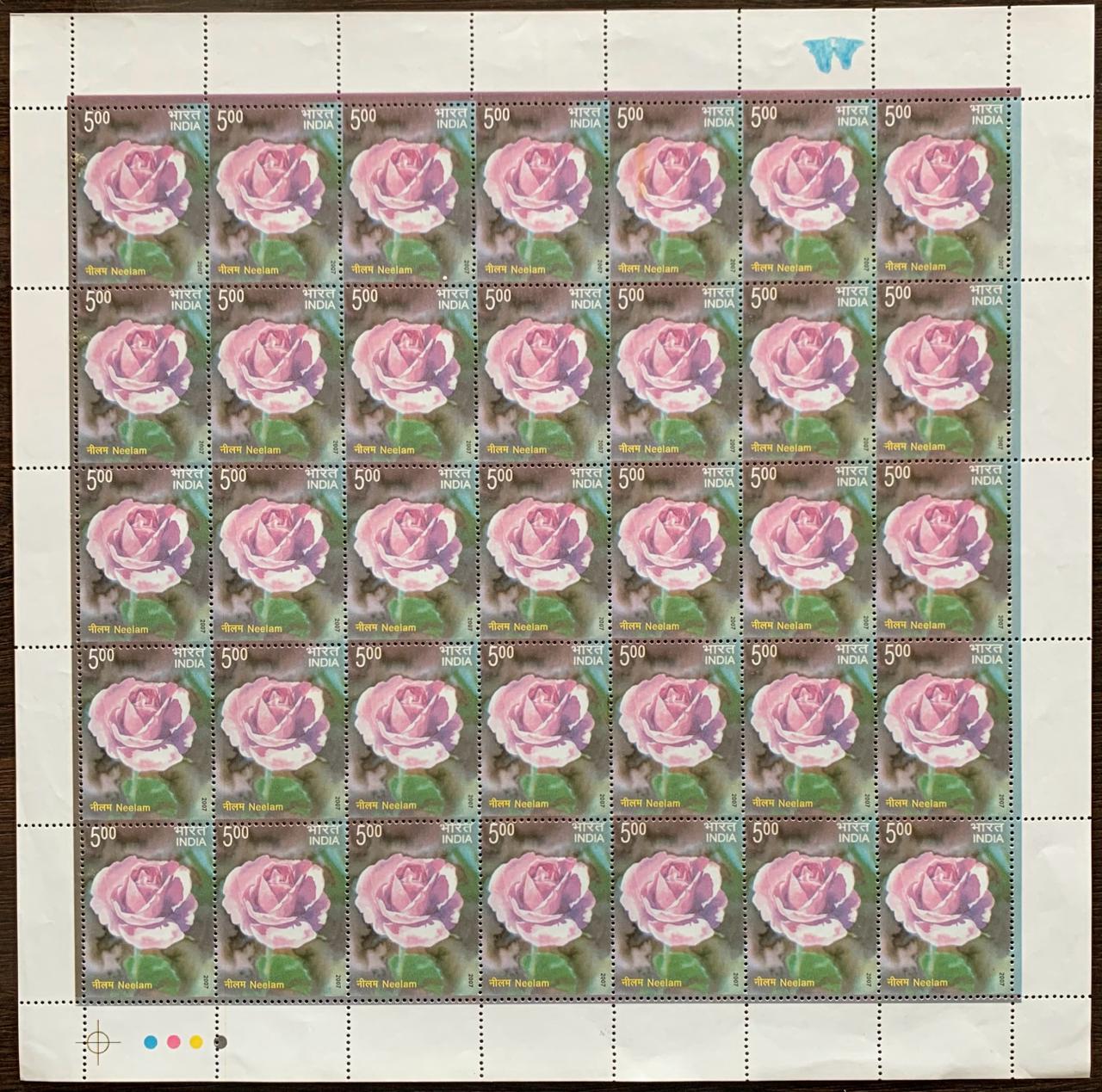 India 2007 Fragrance of Roses Neelam Full Sheet