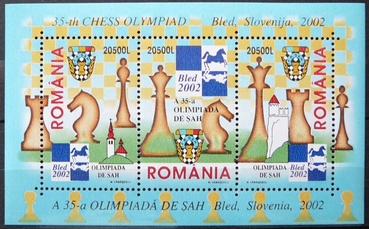 Romania 2002 Chess Olympiad Bled Slovenia M/S MNH