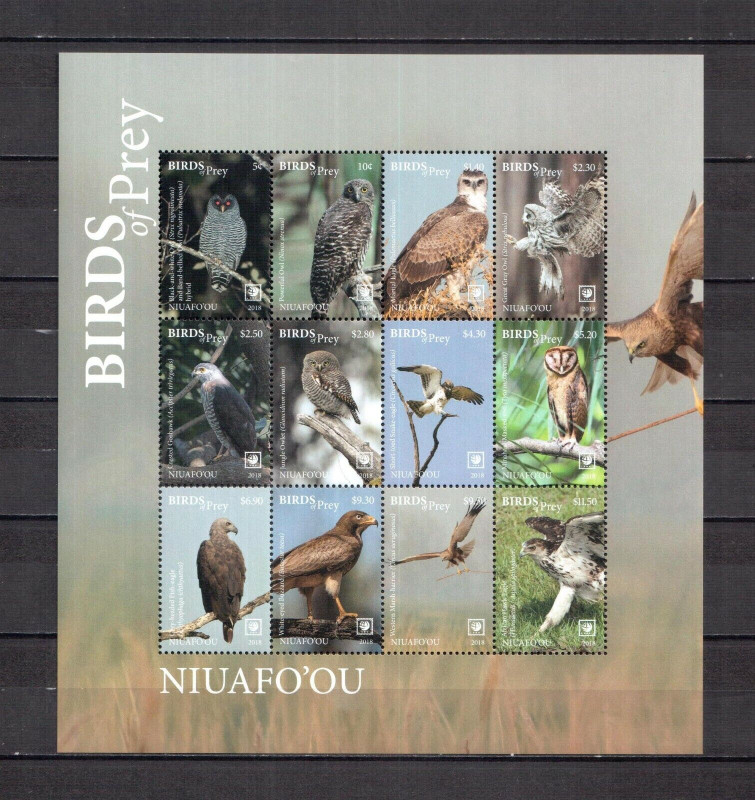Niuafoou 2018 Birds of Prey Owls M/S MNH