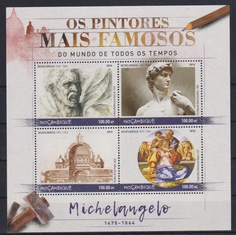 Mozambique 2016 Michelangelo Paintings M/S MNH