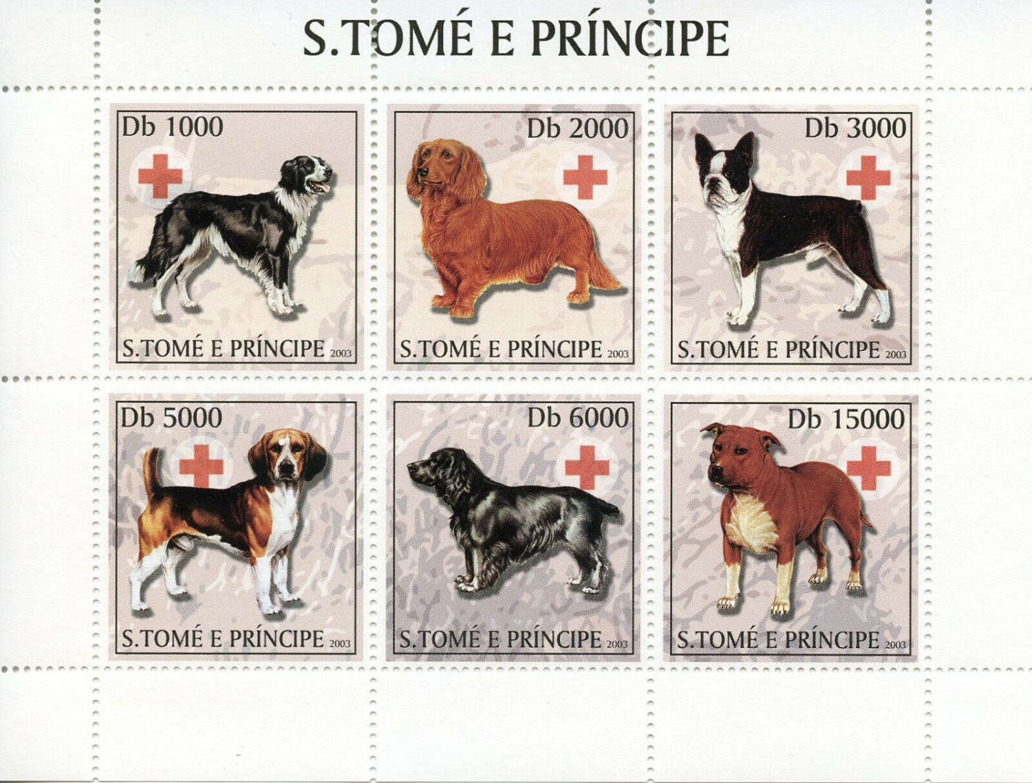 Sao Tome 2003 Dogs Red Cross Stamp M/S MNH