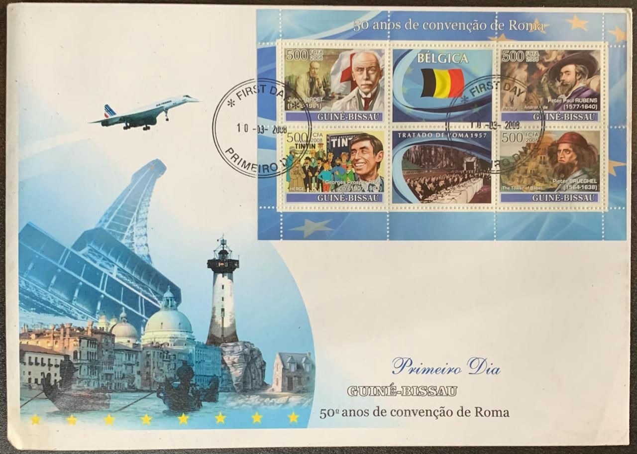 Guinea Bissau 2008 Rome Treaty Rubens & Withdrawn TINTIN Stamp First Day Cover FDC