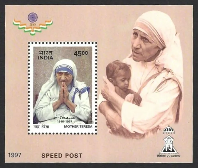 India 1997 Indepex Mother Teressa Miniature Sheet MNH
