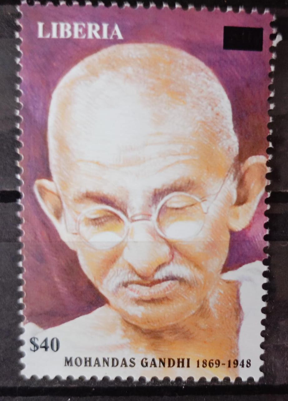 Liberia 1998 Mahatma Gandhi Surcharged with New Value 1v stamp Rare