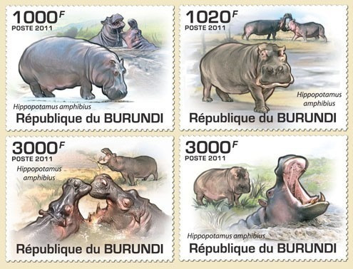 Burundi 2011 Hippos 4v Set MNH
