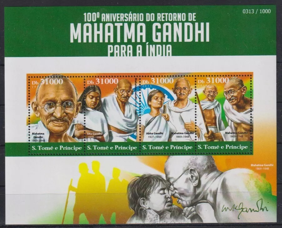 Sao Tome 2015 Mahatma Gandhi M/S MNH