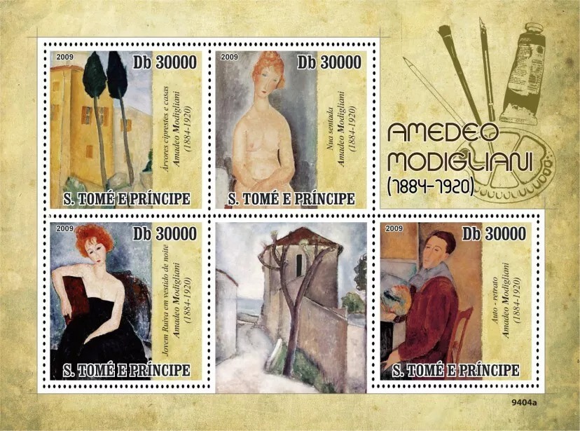 Sao Tome 2009 Amadeo Modigliani Paintings M/S MNH