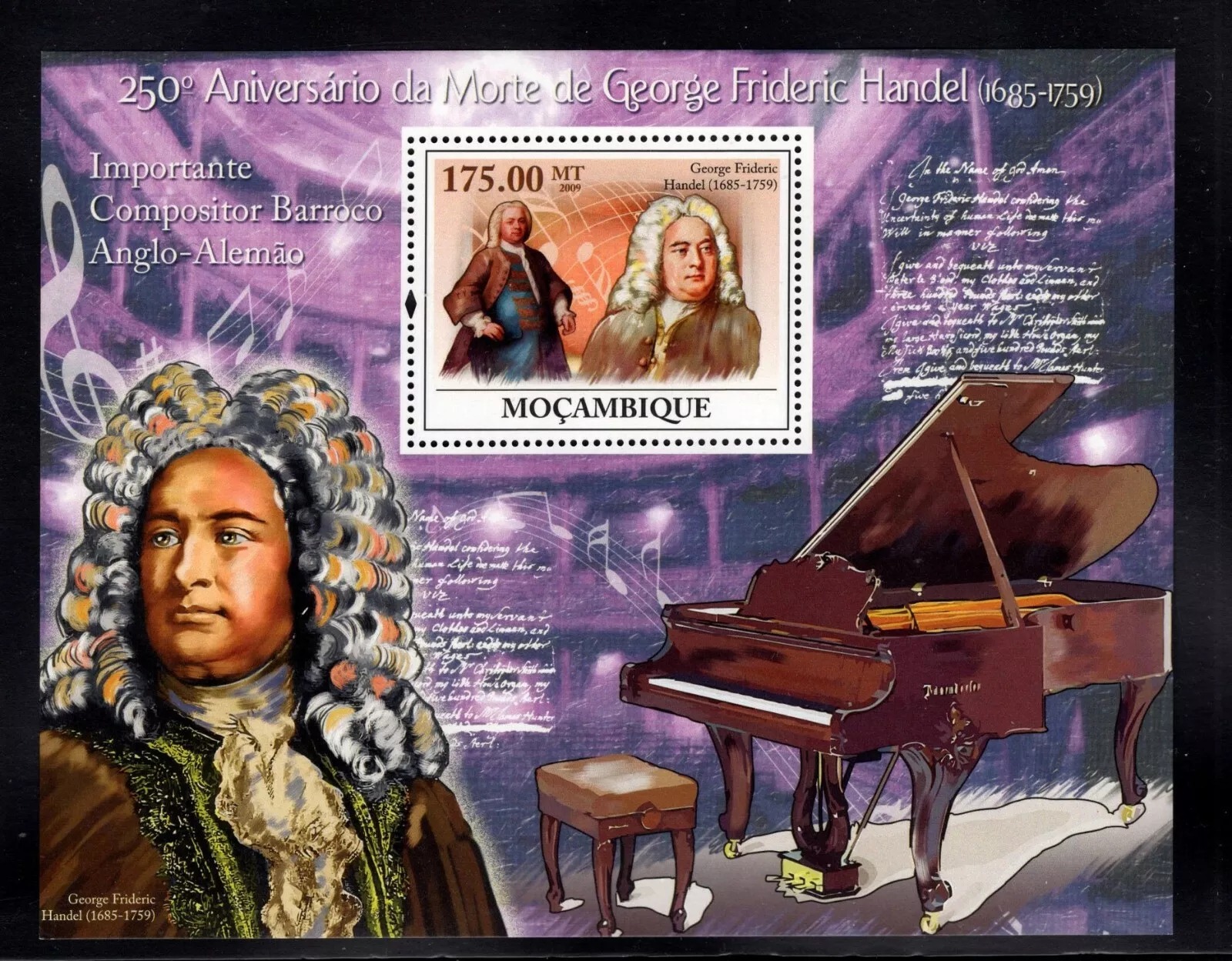 Mozambique 2011 George Frideric Handel Piano Perf M/S MNH