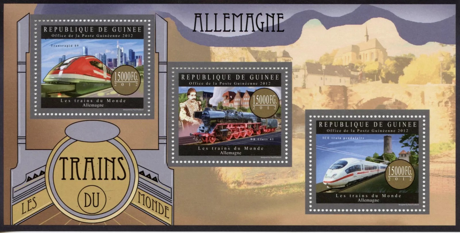 Guinee 2012  Locomotives Railways M/S MNH