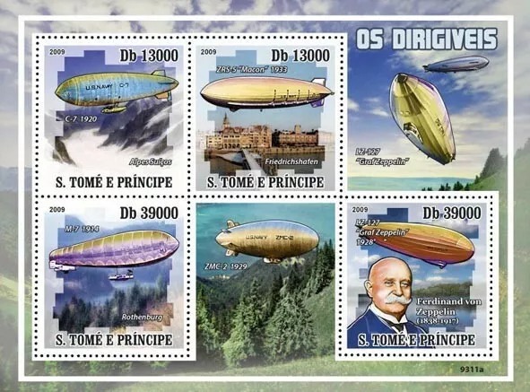 Sao Tome 2009 Zeppelins Ferdinand von Zeppelin M/S MNH